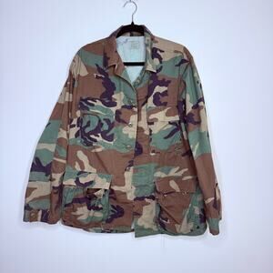 US Military Woodland Camo BDU Combat Jacket Medium Regular Vintage Army Coat 🌹